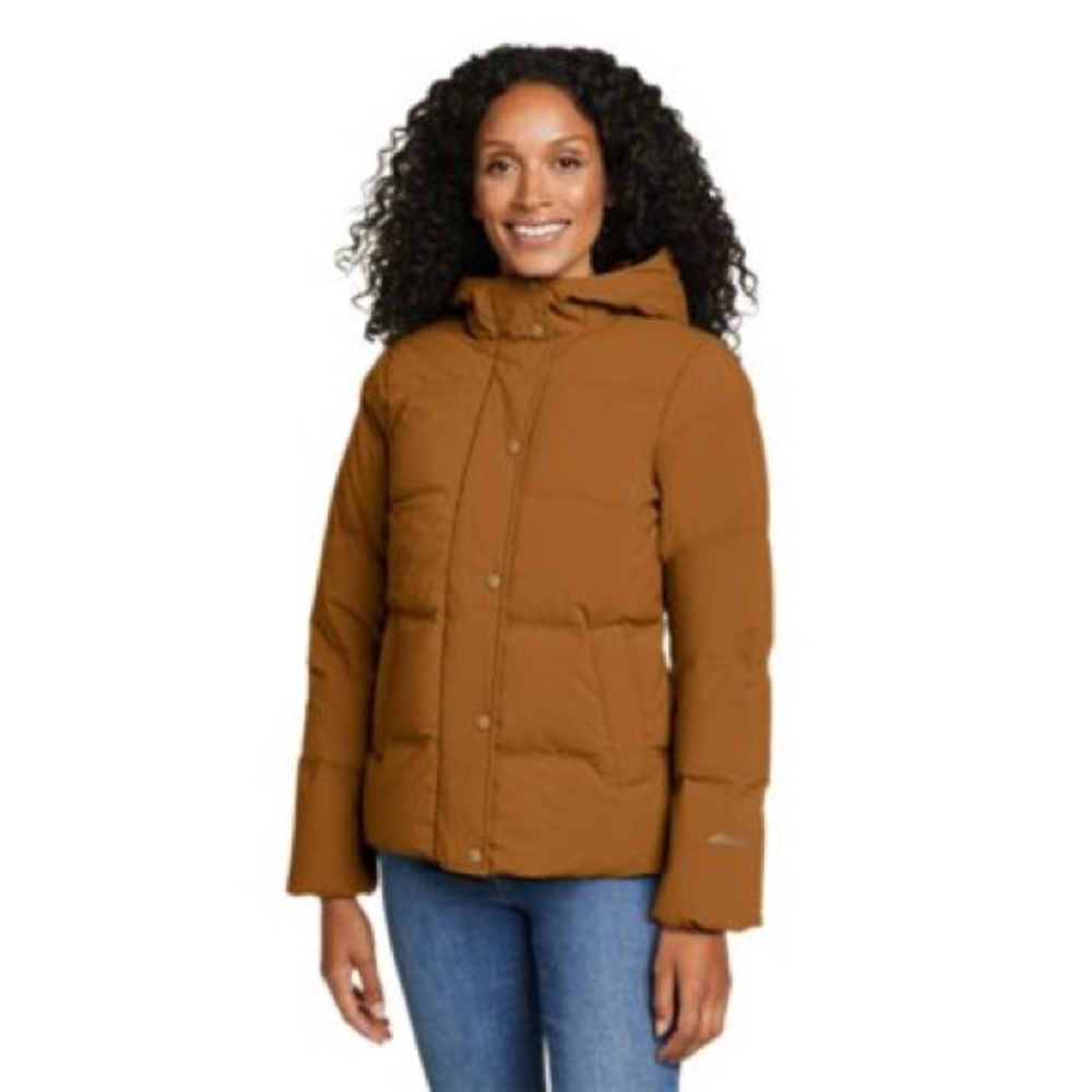 Women Eddie Bauer Glacier Peak Puffer Jacket, XS, Brown/Rust